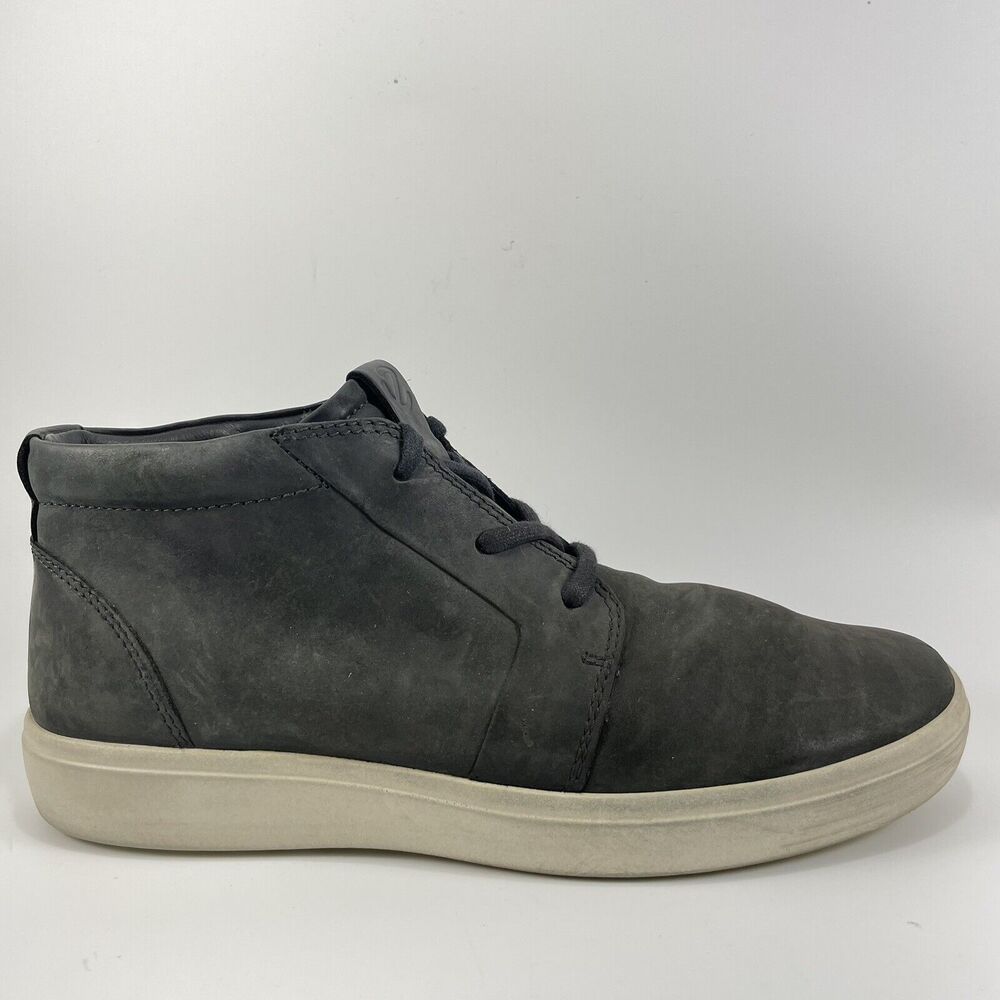 Ecco Soft 7 Chukka Ankle Boots Mens Size 8 Black Nubuck Leather Casual Lace Up